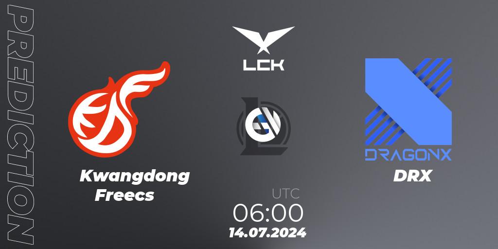 Kwangdong Freecs vs DRX: Betting TIp, Match Prediction. 14.07.2024 at 06:00. LoL, LCK Summer 2024 Group Stage