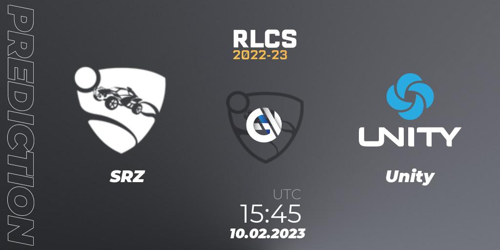 SRZ vs Unity: Betting TIp, Match Prediction. 10.02.2023 at 15:45. Rocket League, RLCS 2022-23 - Winter: Sub-Saharan Africa Regional 2 - Winter Cup