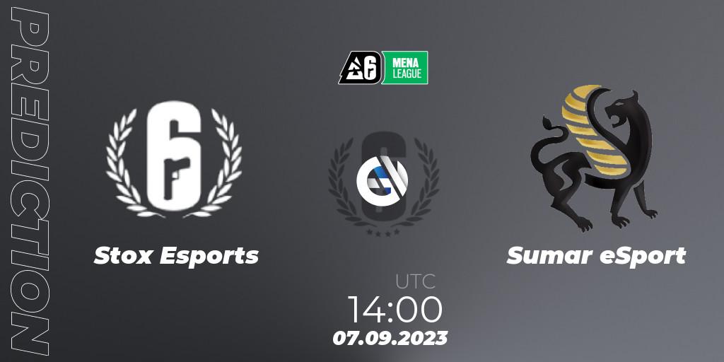Stox Esports vs Sumar eSport: Betting TIp, Match Prediction. 07.09.2023 at 14:00. Rainbow Six, MENA League 2023 - Stage 2