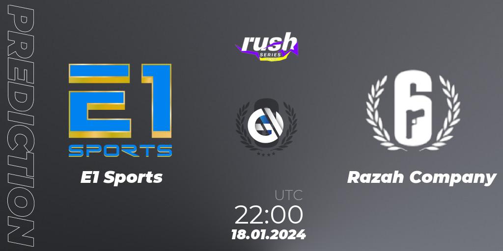 E1 Sports vs Razah Company: Betting TIp, Match Prediction. 18.01.2024 at 22:00. Rainbow Six, RUSH SERIES Summer