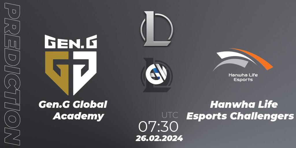 Gen.G Global Academy vs Hanwha Life Esports Challengers: Betting TIp, Match Prediction. 26.02.24. LoL, LCK Challengers League 2024 Spring - Group Stage