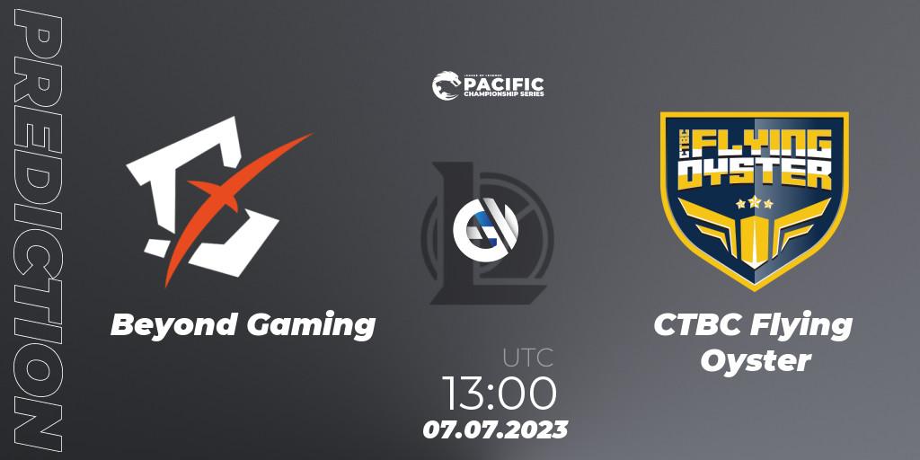 Beyond Gaming vs CTBC Flying Oyster: Betting TIp, Match Prediction. 07.07.2023 at 13:00. LoL, PACIFIC Championship series Group Stage