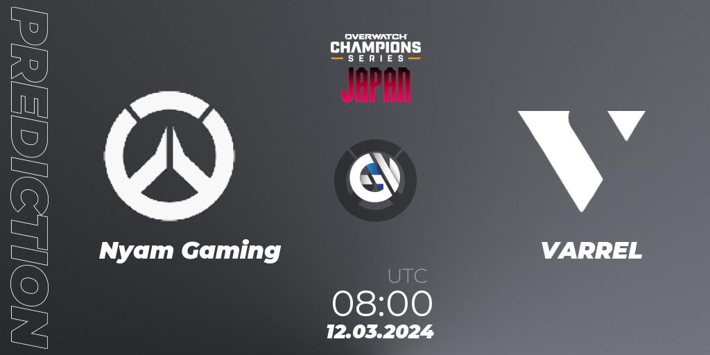Nyam Gaming vs VARREL: Betting TIp, Match Prediction. 12.03.2024 at 09:00. Overwatch, Overwatch Champions Series 2024 - Stage 1 Japan