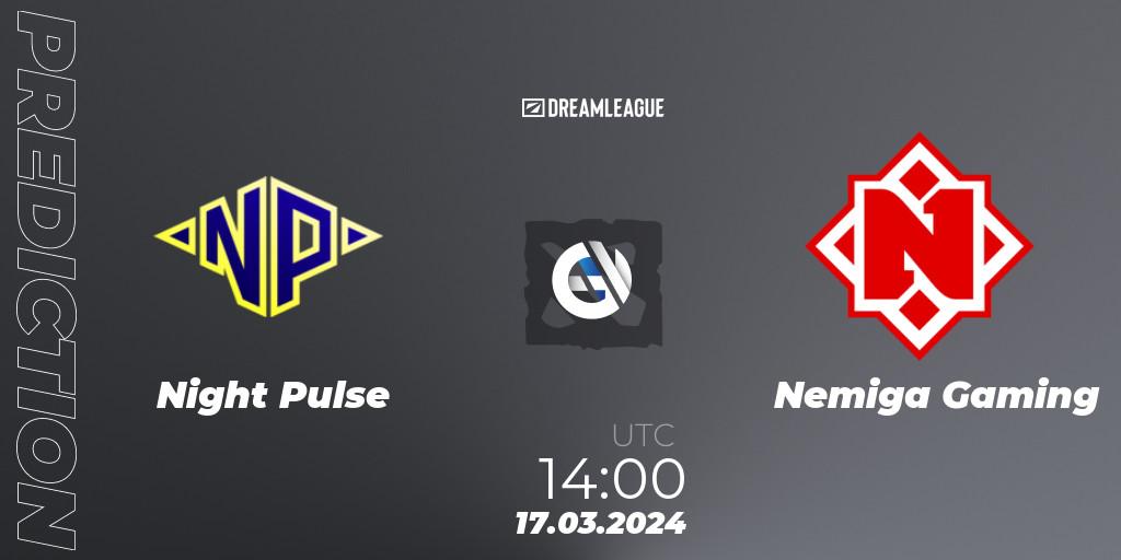Night Pulse vs Nemiga Gaming: Betting TIp, Match Prediction. 17.03.2024 at 14:00. Dota 2, DreamLeague Season 23: Eastern Europe Open Qualifier #1