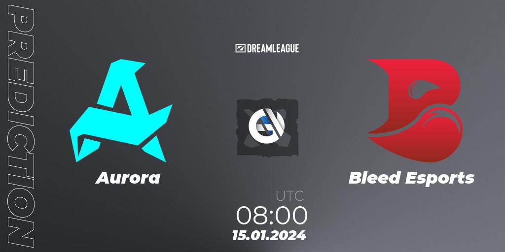 Aurora vs Bleed Esports: Betting TIp, Match Prediction. 15.01.2024 at 08:01. Dota 2, DreamLeague Season 22: Southeast Asia Closed Qualifier