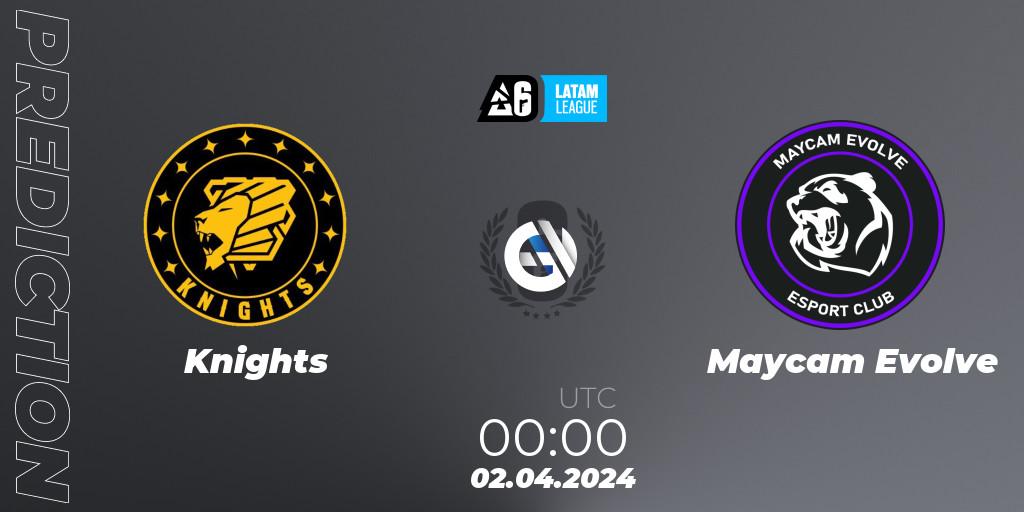 Knights vs Maycam Evolve: Betting TIp, Match Prediction. 02.04.2024 at 00:00. Rainbow Six, LATAM League 2024 - Stage 1: LATAM South