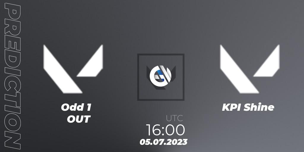 Odd 1 OUT vs KPI Shine: Betting TIp, Match Prediction. 05.07.2023 at 16:10. VALORANT, VCT 2023: Game Changers EMEA Series 2 - Group Stage