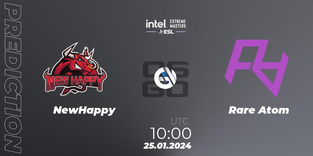 NewHappy vs Rare Atom: Betting TIp, Match Prediction. 25.01.2024 at 10:00. Counter-Strike (CS2), Intel Extreme Masters China 2024: Asian Open Qualifier #2