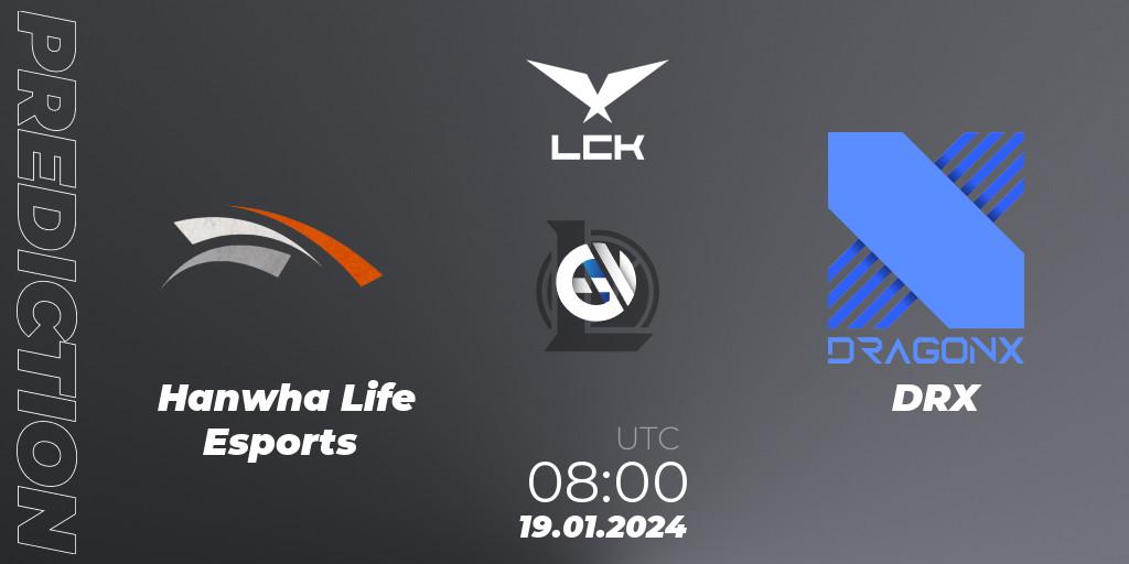 Hanwha Life Esports vs DRX: Betting TIp, Match Prediction. 19.01.24. LoL, LCK Spring 2024 - Group Stage