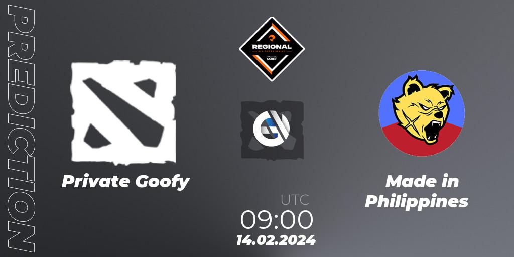 Private Goofy vs Made in Philippines: Betting TIp, Match Prediction. 14.02.2024 at 10:00. Dota 2, RES Regional Series: SEA #1