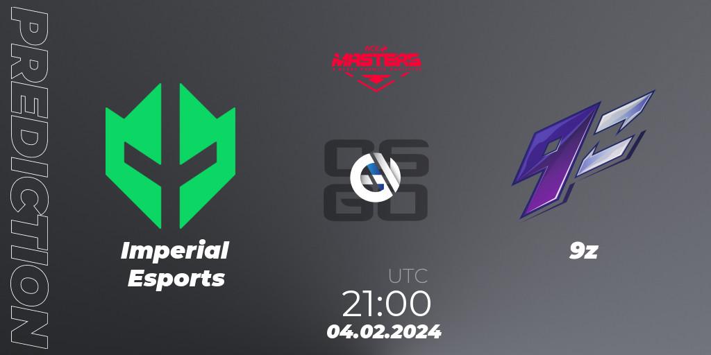 Imperial Esports vs 9z: Betting TIp, Match Prediction. 04.02.2024 at 21:00. Counter-Strike (CS2), ACE South American Masters Spring 2024 - A BLAST Premier Qualifier