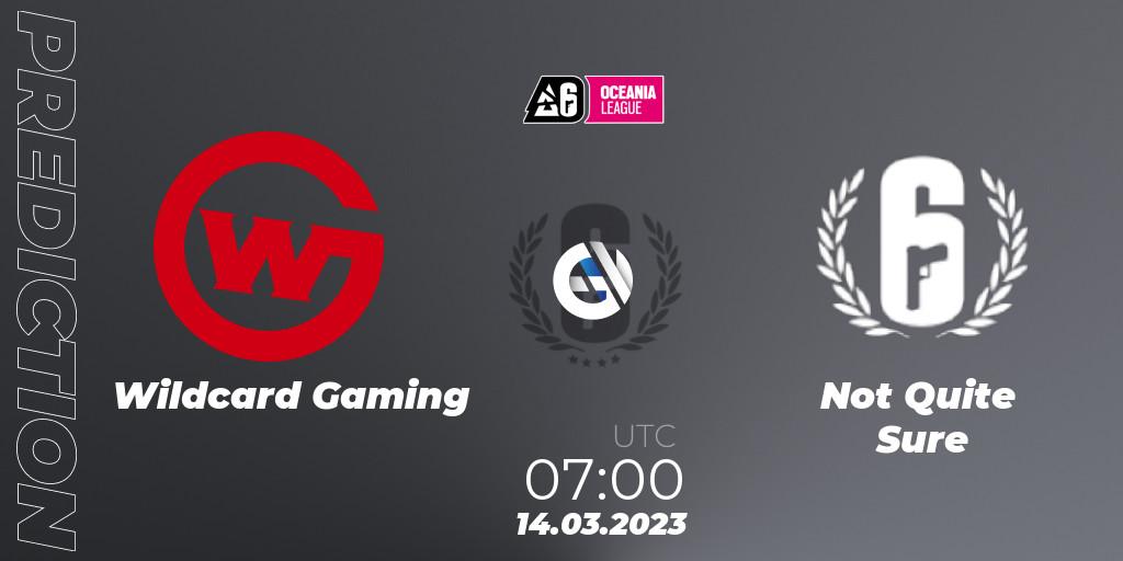 Wildcard Gaming vs Not Quite Sure: Betting TIp, Match Prediction. 14.03.2023 at 07:15. Rainbow Six, Oceania League 2023 - Stage 1