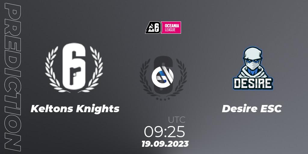 Keltons Knights vs Desire ESC: Betting TIp, Match Prediction. 19.09.2023 at 09:25. Rainbow Six, Oceania League 2023 - Stage 2