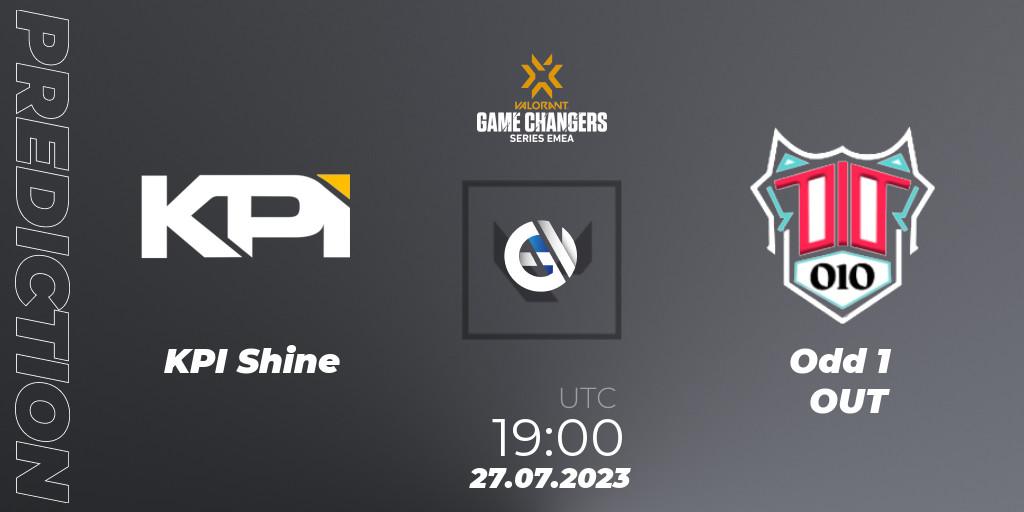 KPI Shine vs Odd 1 OUT: Betting TIp, Match Prediction. 27.07.2023 at 19:40. VALORANT, VCT 2023: Game Changers EMEA Series 2