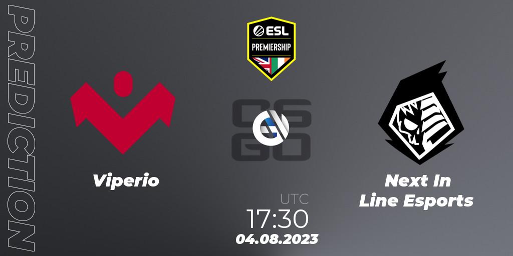 Viperio vs Next In Line Esports: Betting TIp, Match Prediction. 04.08.2023 at 17:30. Counter-Strike (CS2), ESL Premiership Autumn 2023: Closed Qualifier #1