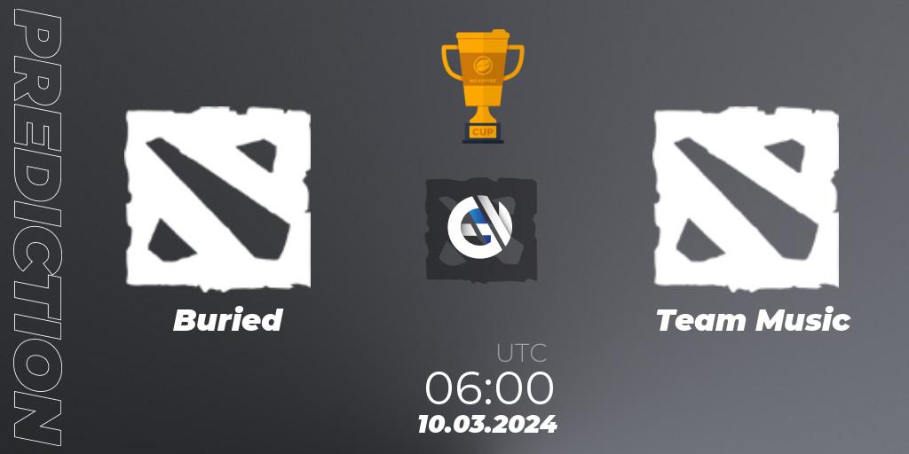 Buried vs Team Music: Betting TIp, Match Prediction. 10.03.2024 at 06:00. Dota 2, No Coffee Cup