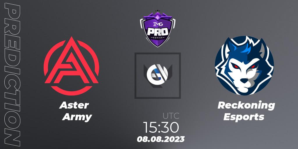  Aster Army vs Reckoning Esports: Betting TIp, Match Prediction. 08.08.2023 at 16:30. VALORANT, EMG Pro Series: South Asia