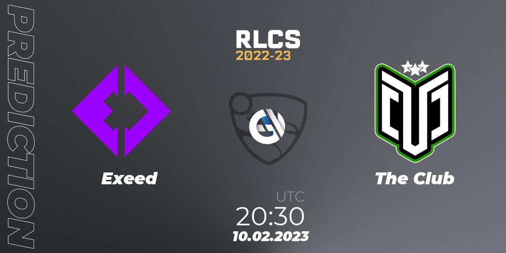 Exeed vs The Club: Betting TIp, Match Prediction. 10.02.2023 at 20:30. Rocket League, RLCS 2022-23 - Winter: South America Regional 2 - Winter Cup