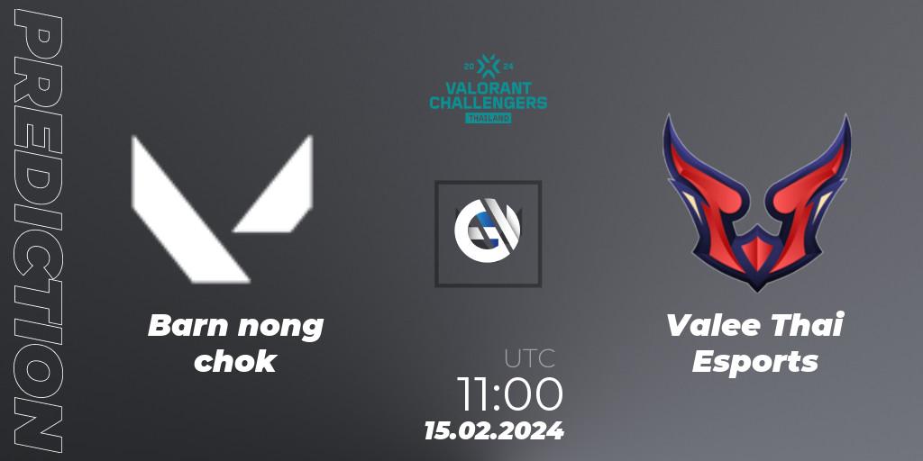 Barn nong chok vs Valee Thai Esports: Betting TIp, Match Prediction. 15.02.2024 at 11:00. VALORANT, VALORANT Challengers Thailand 2024: Split 1