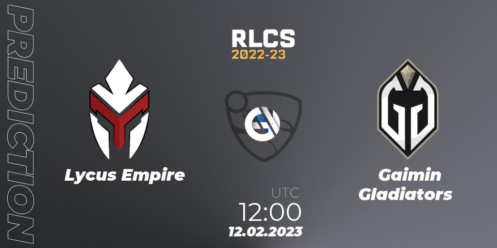 Lycus Empire vs Gaimin Gladiators: Betting TIp, Match Prediction. 12.02.2023 at 12:15. Rocket League, RLCS 2022-23 - Winter: Asia-Pacific Regional 2 - Winter Cup