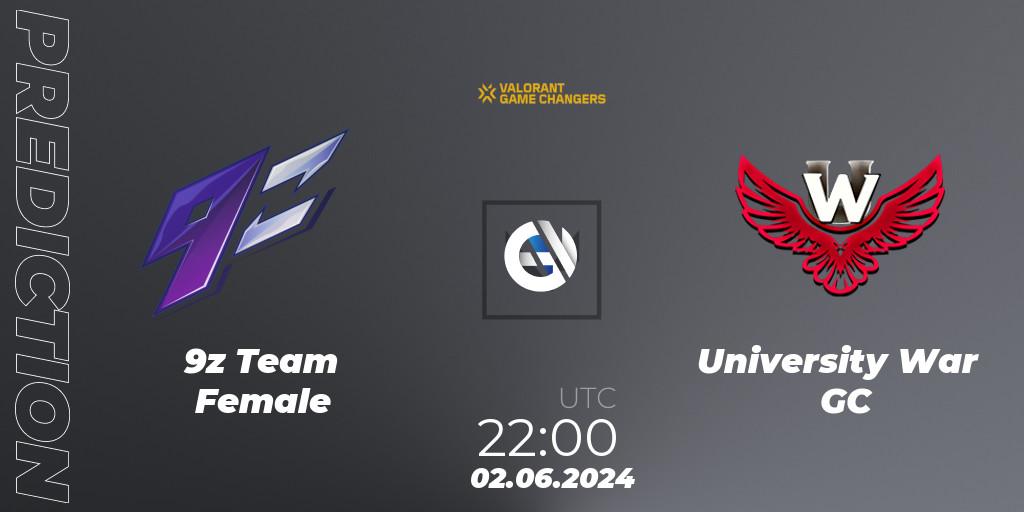 9z Team Female vs University War GC: Betting TIp, Match Prediction. 02.06.2024 at 19:00. VALORANT, VCT 2024: Game Changers LAS - Opening