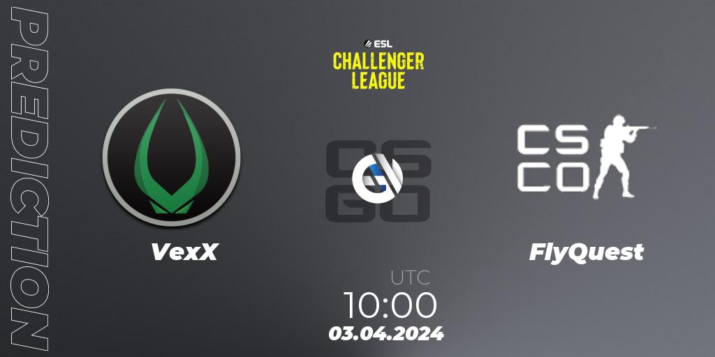 VexX vs FlyQuest: Betting TIp, Match Prediction. 03.04.2024 at 09:50. Counter-Strike (CS2), ESL Challenger League Season 47: Oceania