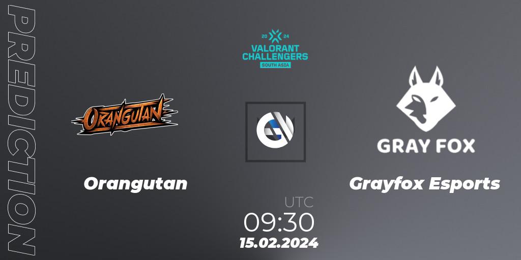 Orangutan vs Grayfox Esports: Betting TIp, Match Prediction. 15.02.2024 at 09:30. VALORANT, VALORANT Challengers 2024: South Asia Split 1 - Cup 1