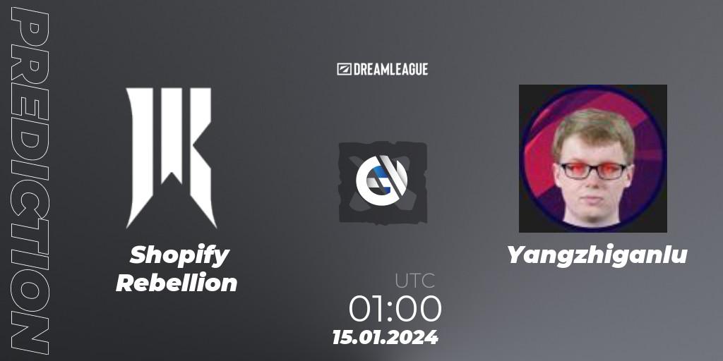 Shopify Rebellion vs Yangzhiganlu: Betting TIp, Match Prediction. 15.01.2024 at 01:02. Dota 2, DreamLeague Season 22: North America Closed Qualifier