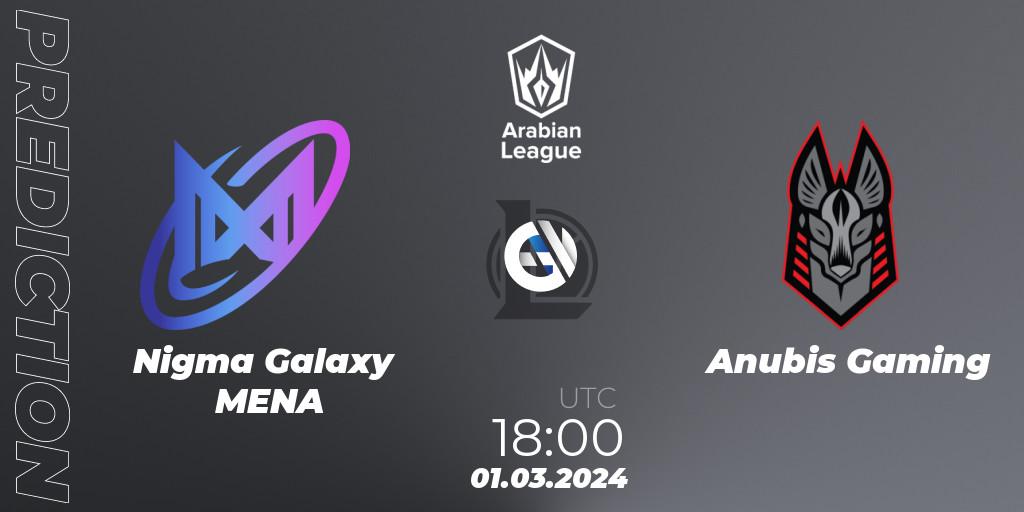 Nigma Galaxy MENA vs Anubis Gaming: Betting TIp, Match Prediction. 01.03.24. LoL, Arabian League Spring 2024
