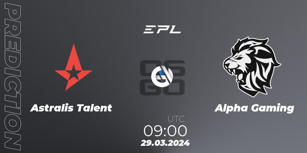 Astralis Talent vs Alpha Gaming: Betting TIp, Match Prediction. 29.03.24. CS2 (CS:GO), European Pro League Season 16: Division 2
