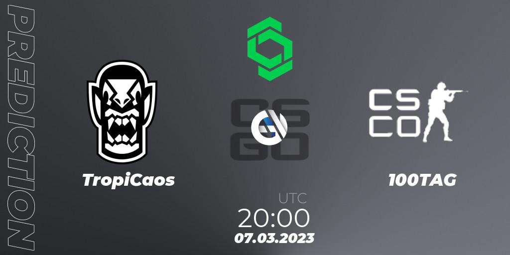 TropiCaos vs 100TAG: Betting TIp, Match Prediction. 07.03.2023 at 22:30. Counter-Strike (CS2), CCT South America Series #5