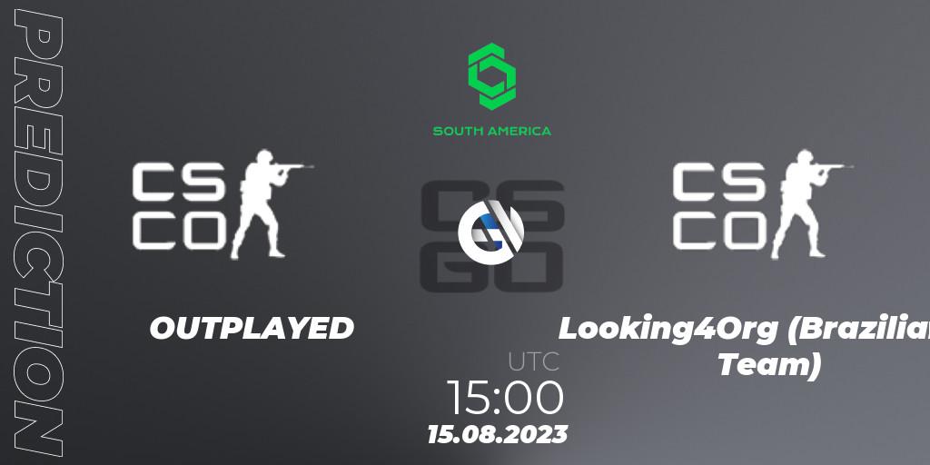 OUTPLAYED vs Looking4Org (Brazilian Team): Betting TIp, Match Prediction. 15.08.2023 at 15:00. Counter-Strike (CS2), CCT South America Series #10: Closed Qualifier
