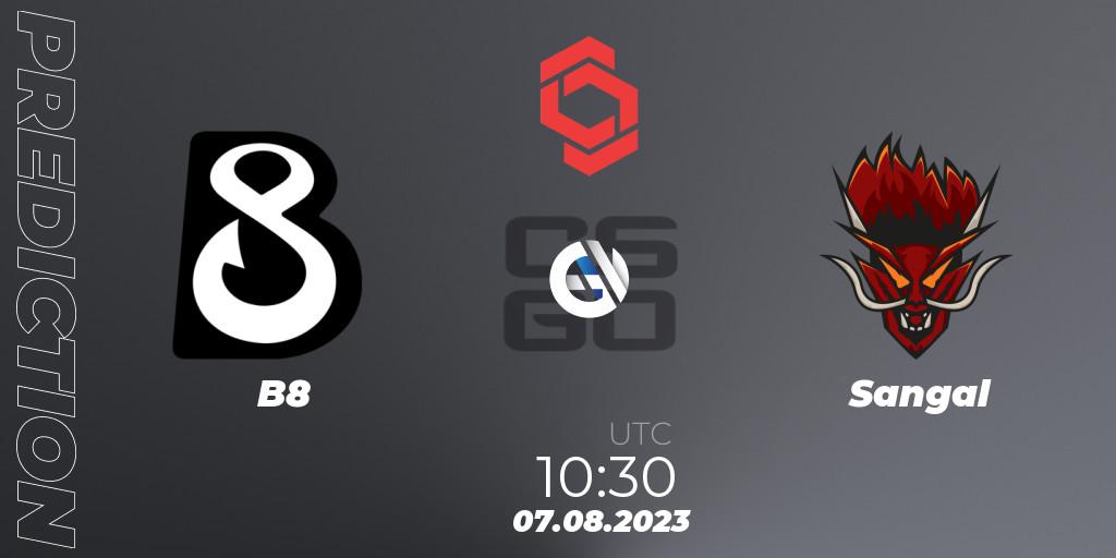 B8 vs Sangal: Betting TIp, Match Prediction. 07.08.2023 at 10:30. Counter-Strike (CS2), CCT Central Europe Series #7