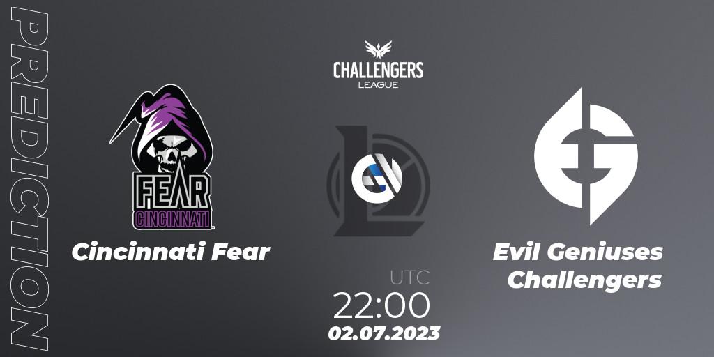 Cincinnati Fear vs Evil Geniuses Challengers: Betting TIp, Match Prediction. 02.07.2023 at 22:00. LoL, North American Challengers League 2023 Summer - Group Stage