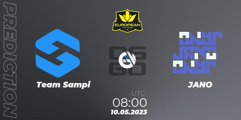 Team Sampi vs JANO: Betting TIp, Match Prediction. 10.05.2023 at 08:00. Counter-Strike (CS2), European Pro League Season 8: Division 2