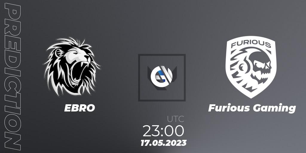 EBRO vs Furious Gaming: Betting TIp, Match Prediction. 17.05.2023 at 23:00. VALORANT, VALORANT Challengers 2023: LAS Split 2 - Regular Season