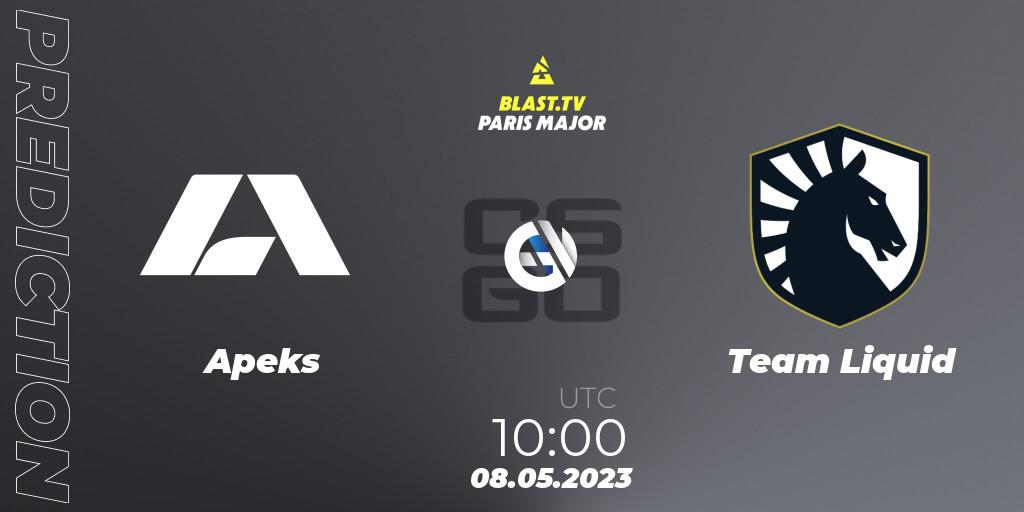 Apeks vs Team Liquid: Betting TIp, Match Prediction. 08.05.2023 at 12:40. Counter-Strike (CS2), BLAST Paris Major 2023 Challengers Stage