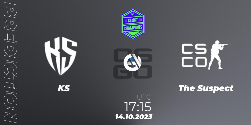 KS vs The Suspect: Betting TIp, Match Prediction. 14.10.2023 at 17:30. Counter-Strike (CS2), KosICT Champions 2023