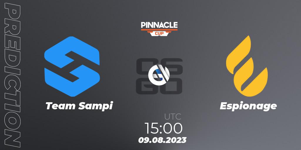 Team Sampi vs Espionage: Betting TIp, Match Prediction. 09.08.2023 at 15:15. Counter-Strike (CS2), Pinnacle Cup V