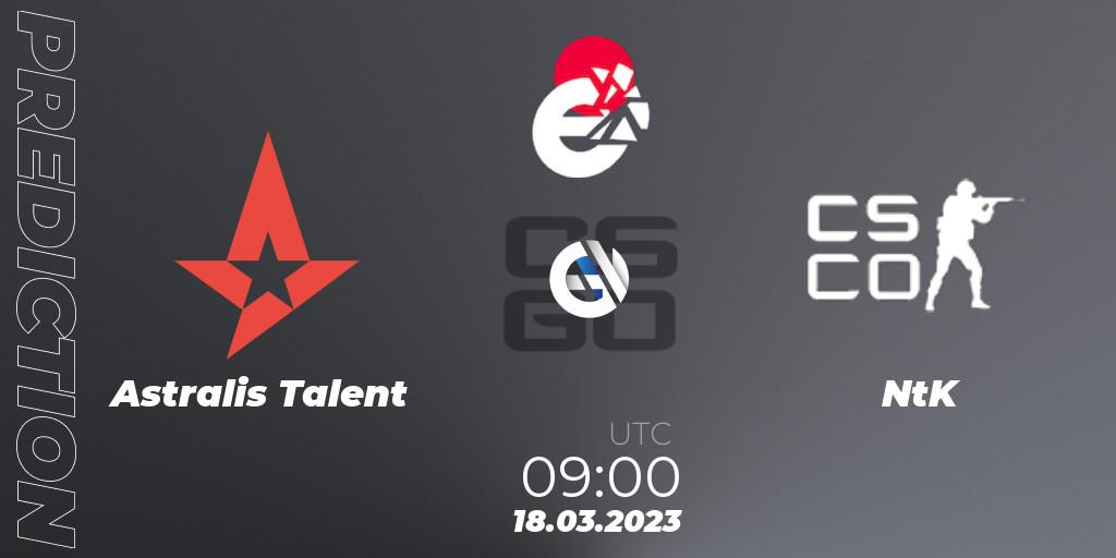 Astralis Talent vs NtK: Betting TIp, Match Prediction. 18.03.23. CS2 (CS:GO), IESF World Esports Championship 2023: Danish Qualifier
