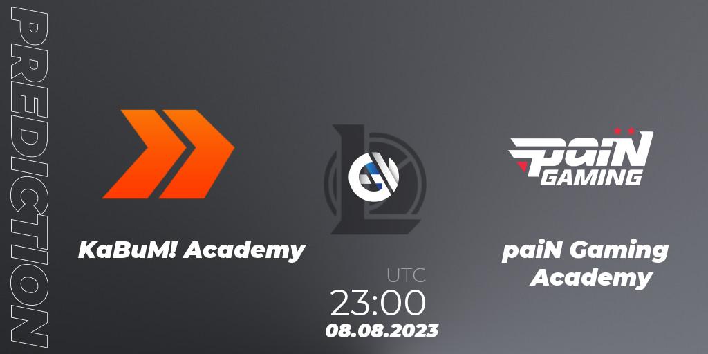 KaBuM! Academy vs paiN Gaming Academy: Betting TIp, Match Prediction. 26.07.2023 at 19:00. LoL, CBLOL Academy Split 2 2023 - Group Stage