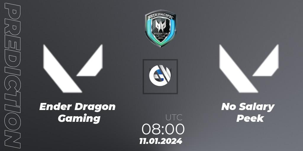 Ender Dragon Gaming vs No Salary Peek: Betting TIp, Match Prediction. 11.01.2024 at 08:00. VALORANT, Asia Pacific Predator League 2024
