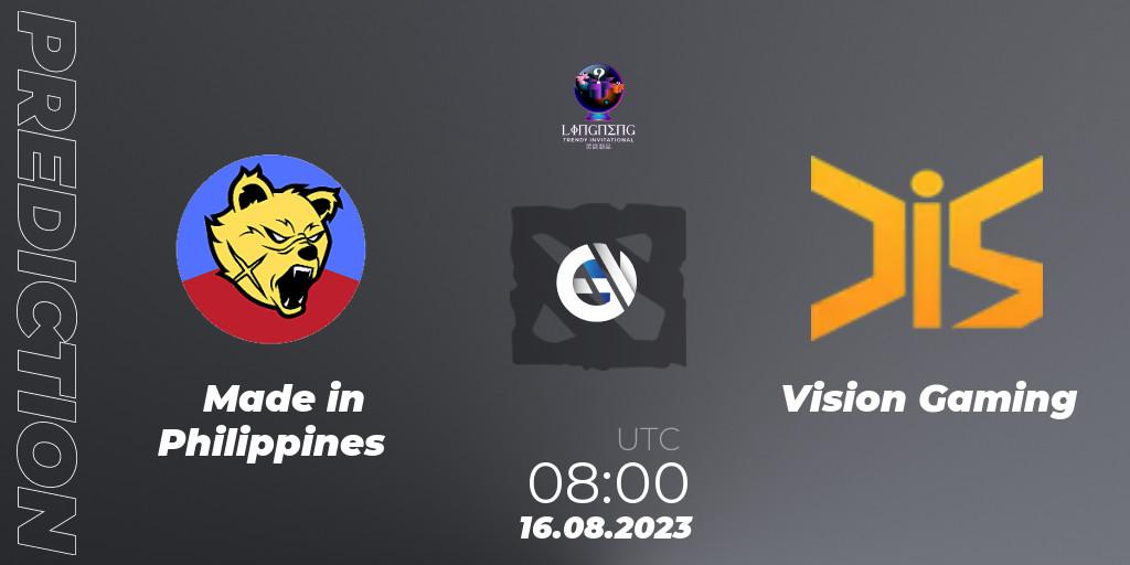 Made in Philippines vs Vision Gaming: Betting TIp, Match Prediction. 16.08.23. Dota 2, LingNeng Trendy Invitational