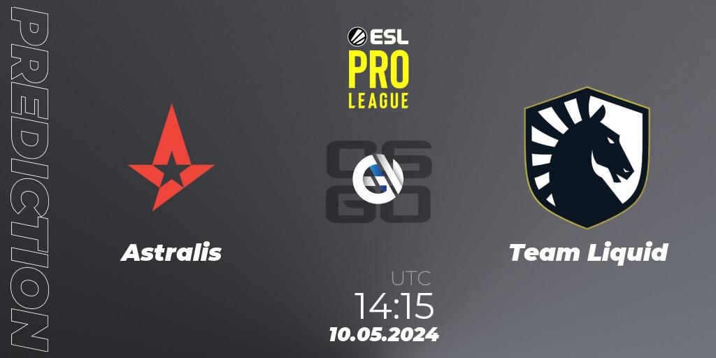 Astralis vs Team Liquid: Betting TIp, Match Prediction. 10.05.2024 at 14:20. Counter-Strike (CS2), ESL Pro League Season 19