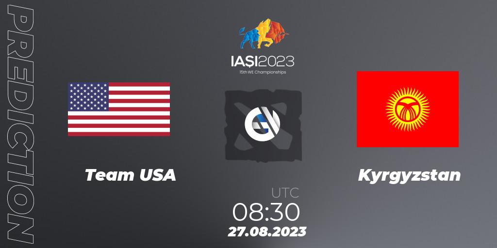 Team USA vs Kyrgyzstan: Betting TIp, Match Prediction. 27.08.2023 at 13:00. Dota 2, IESF World Championship 2023