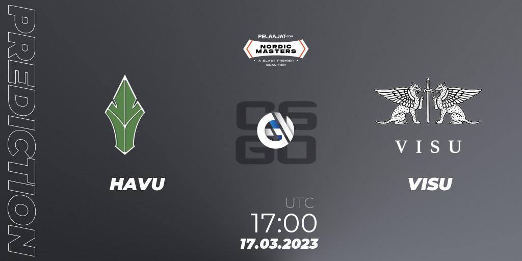 HAVU vs VISU: Betting TIp, Match Prediction. 17.03.2023 at 17:00. Counter-Strike (CS2), Pelaajat Nordic Masters Spring 2023 - BLAST Premier Qualifier