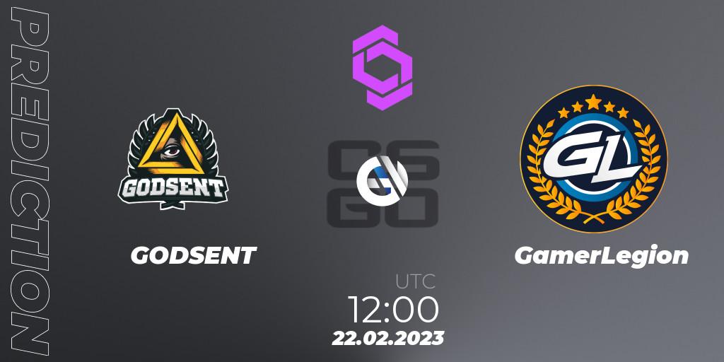 GODSENT vs GamerLegion: Betting TIp, Match Prediction. 22.02.2023 at 12:00. Counter-Strike (CS2), CCT West Europe Series #1