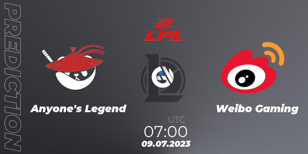 Anyone's Legend vs Weibo Gaming: Betting TIp, Match Prediction. 09.07.23. LoL, LPL Summer 2023 Regular Season