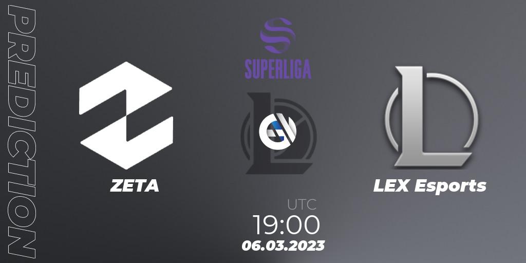 ZETA vs LEX Esports: Betting TIp, Match Prediction. 06.03.2023 at 19:00. LoL, LVP Superliga 2nd Division Spring 2023 - Group Stage