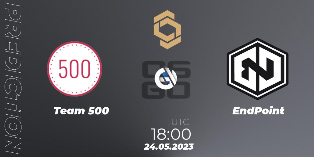 Team 500 vs EndPoint: Betting TIp, Match Prediction. 24.05.2023 at 20:15. Counter-Strike (CS2), CCT South Europe Series #4